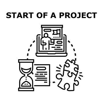 Project planning process starting concept establishing 库存插图