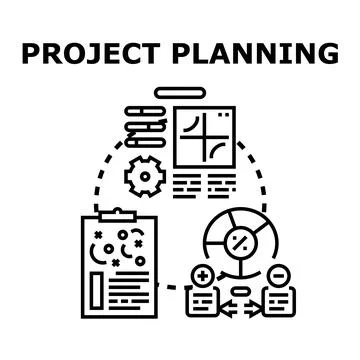 Project planning process with strategy and analytics icon Stock-Illustration