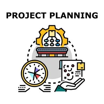 Project planning process with strategy and time management icon Stock Illustration