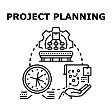 Project planning process with strategy and time management icon Stock Illustration