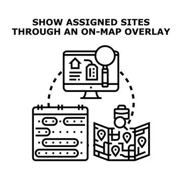 Project planning showing calendar map and computer Stockillustratie
