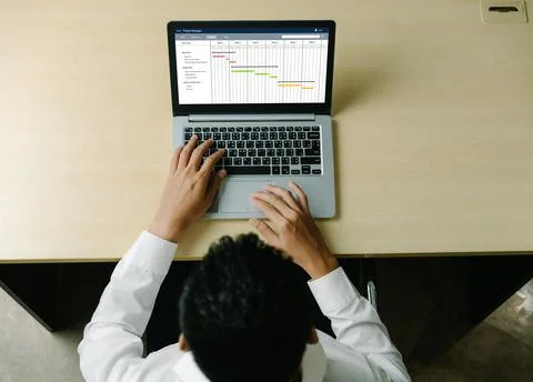 Project planning software for modish business project management Foto stock
