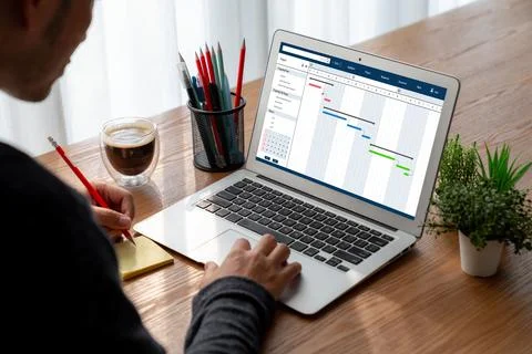 Project planning software for modish business project management Stock Photos