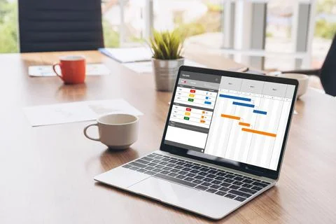 Project planning software for modish business project management Stock Photos
