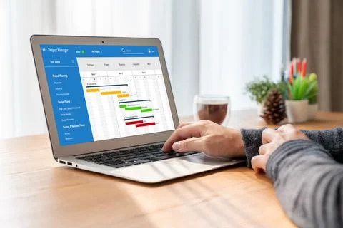 Project planning software for modish business project management Stock Photos