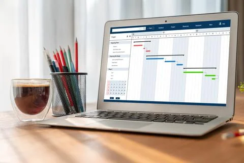 Project planning software for modish business project management Foto stock