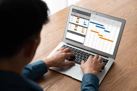 Project planning software for modish business project management Stock Photos