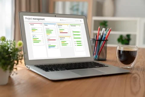 Project planning software for modish business project management Stock Photos