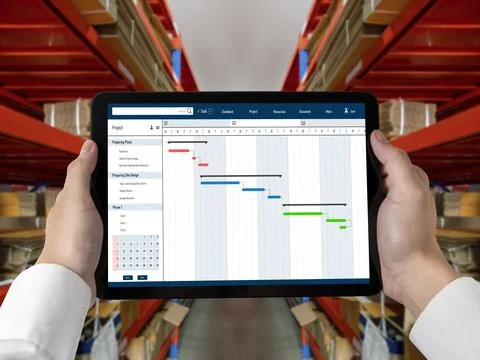 Project planning software for modish business project management Foto stock