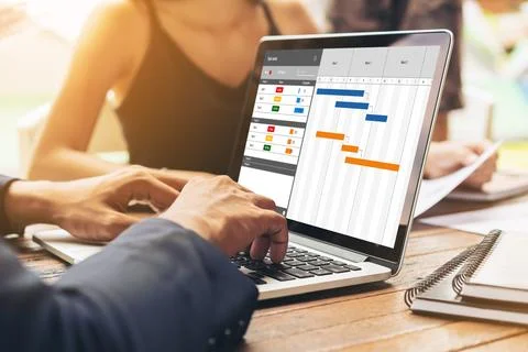 Project planning software for modish business project management Foto stock