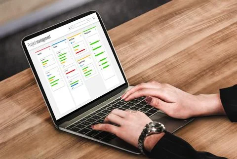 Project planning software for modish business project management Stock Photos