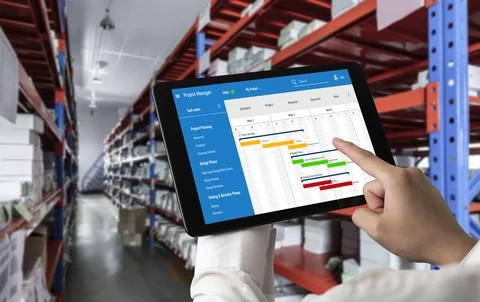 Project planning software for modish business project management Stock Photos