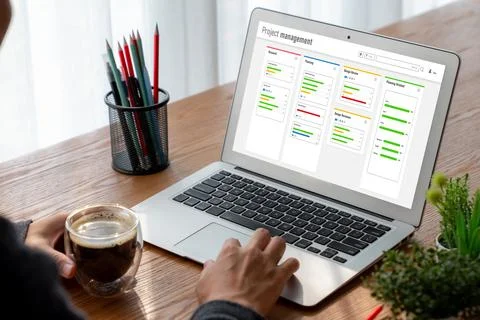 Project planning software for modish business project management Stock Photos