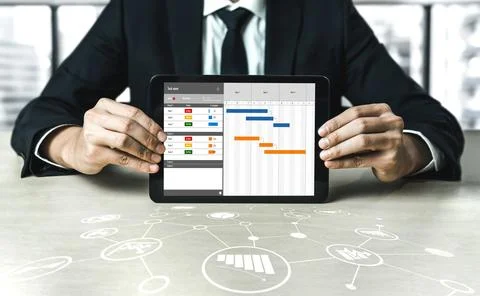 Project planning software for modish business project management Stock Photos