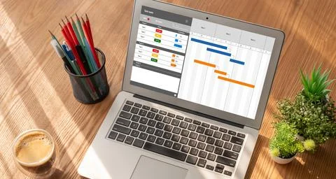 Project planning software for modish business project management Stock Photos