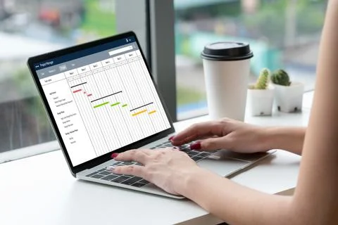 Project planning software for modish business project management Stock Photos