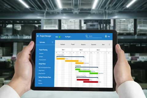 Project planning software for modish business project management Stock Photos