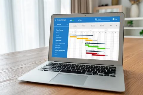 Project planning software for modish business project management Stock Photos
