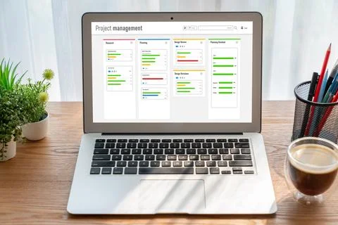 Project planning software for modish business project management Foto stock