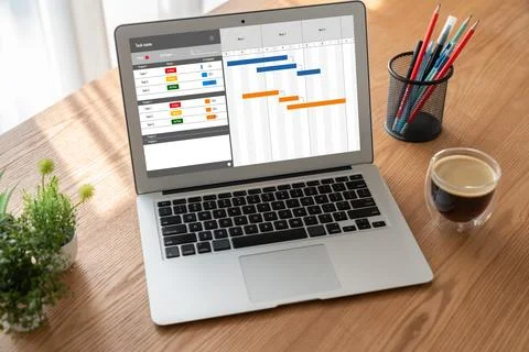Project planning software for modish business project management Stock Photos