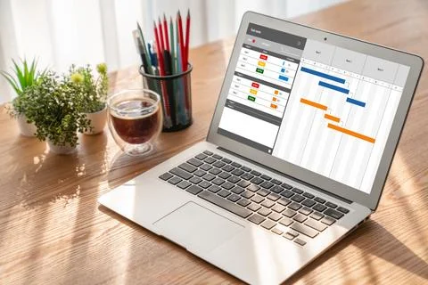 Project planning software for modish business project management Fotos Stock