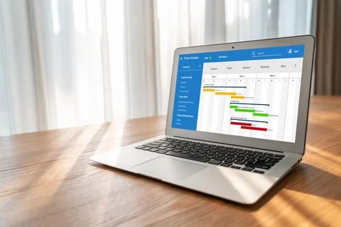 Project planning software for modish business project management Stock Photos