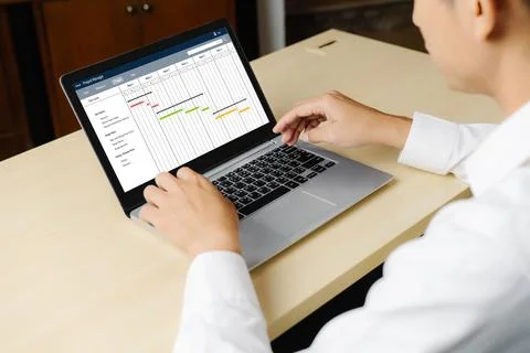 Project planning software for modish business project management Stock Photos