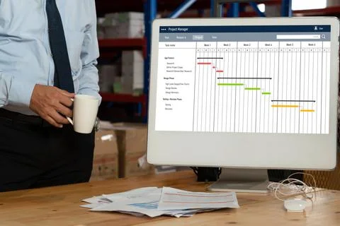 Project planning software for modish business project management Foto stock