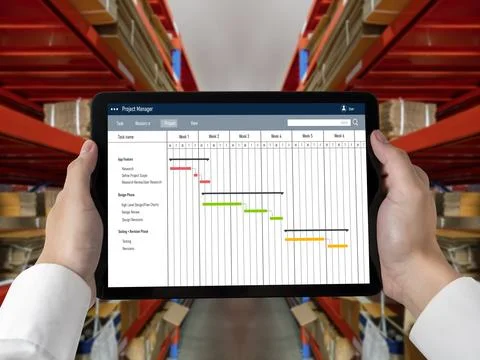 Project planning software for modish business project management Foto stock