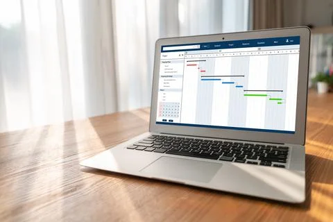 Project planning software for modish business project management Stock Photos