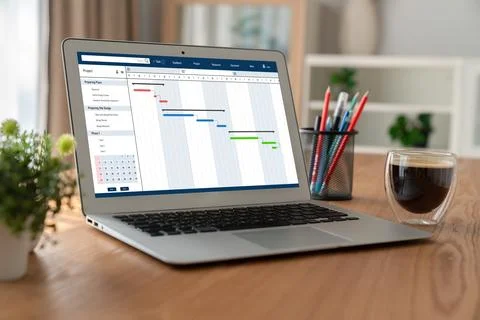 Project planning software for modish business project management Stock Photos