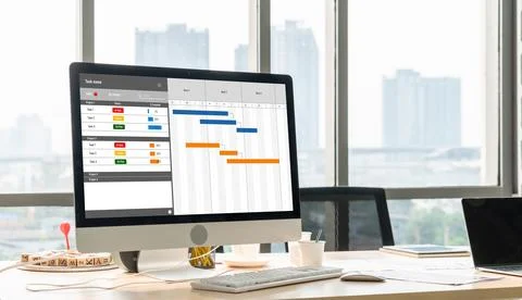 Project planning software for modish business project management Stock Photos