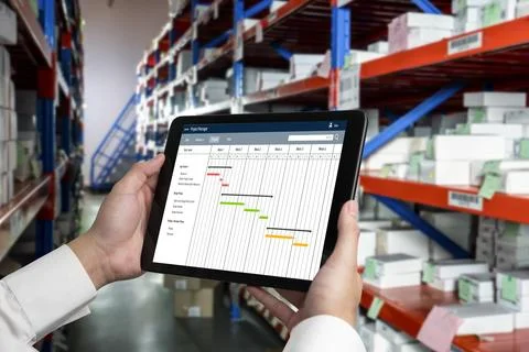 Project planning software for modish business project management Foto stock