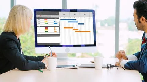 Project planning software for modish business project management 스톡 사진