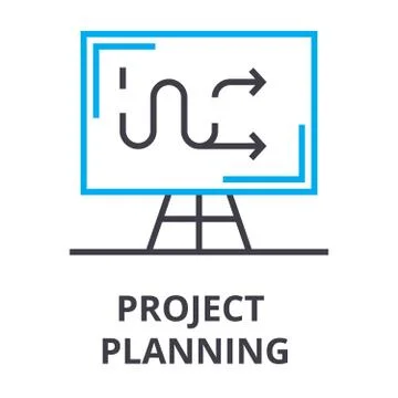 Project planning thin line icon, sign, symbol, illustation, linear concept Stock Illustration