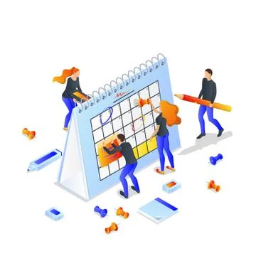 Project planning, time management concept. Vector 3d isometric illustration. Stock Illustration