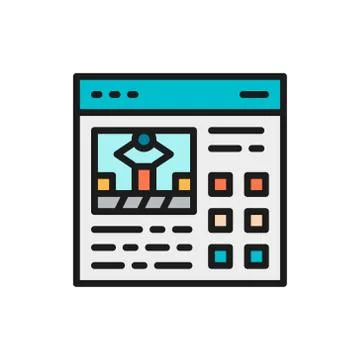 Project presentation, manual to mechanism flat color icon. Stock Illustration
