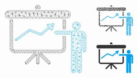 Project Presentation Vector Mesh 2D Model and Triangle Mosaic Icon Illustrazione stock