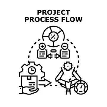 Project process flow planning and implementation strategy Stock Illustration