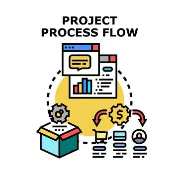 Project process flow representing business strategy and development Stock Illustration