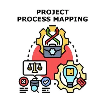 Project process mapping analyzing business workflow strategy Stock Illustration