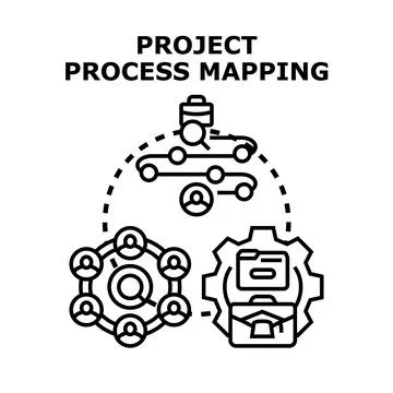Project process mapping analyzing workflow strategy Illustrazione stock