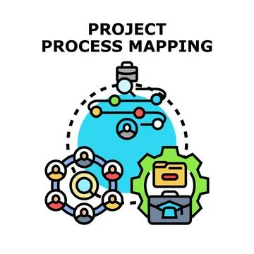 Project process mapping analyzing workflow strategy Ilustração Stock
