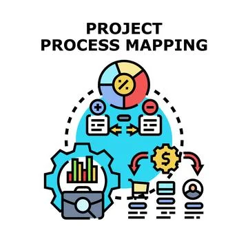 Project process mapping workflow analysis development Stock Illustration