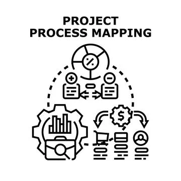 Project process mapping workflow analysis development Stock Illustration