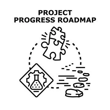 Project progress roadmap planning and development Stock Illustration