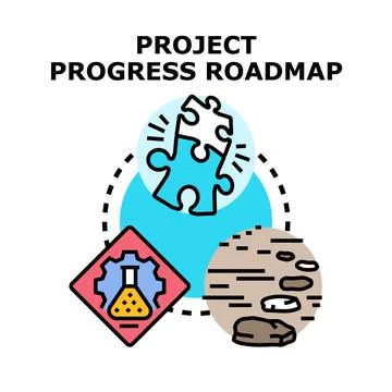 Project progress roadmap planning and development Stock Illustration