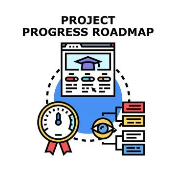 Project progress timeline development roadmap concept Stock Illustration