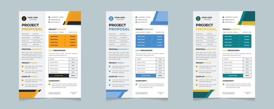 Project Proposal Template Bundle, Professional Business Proposal Stock Illustration