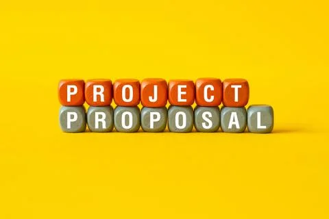 Project proposal - word concept on building blocks, text Stock Photos